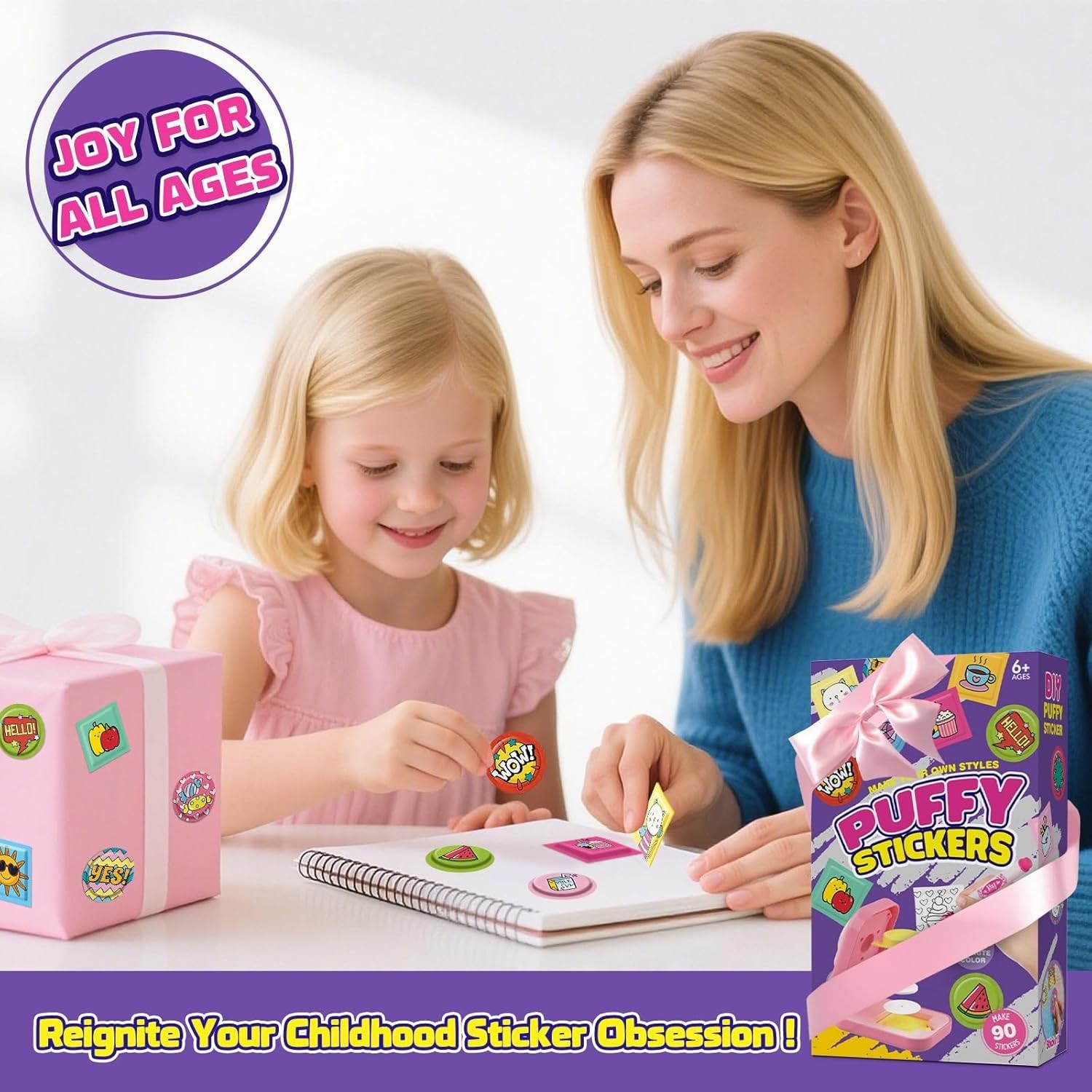 Creative Sticker Maker Kit – 90 Puffy Stickers with 7 Markers for Arts & Crafts