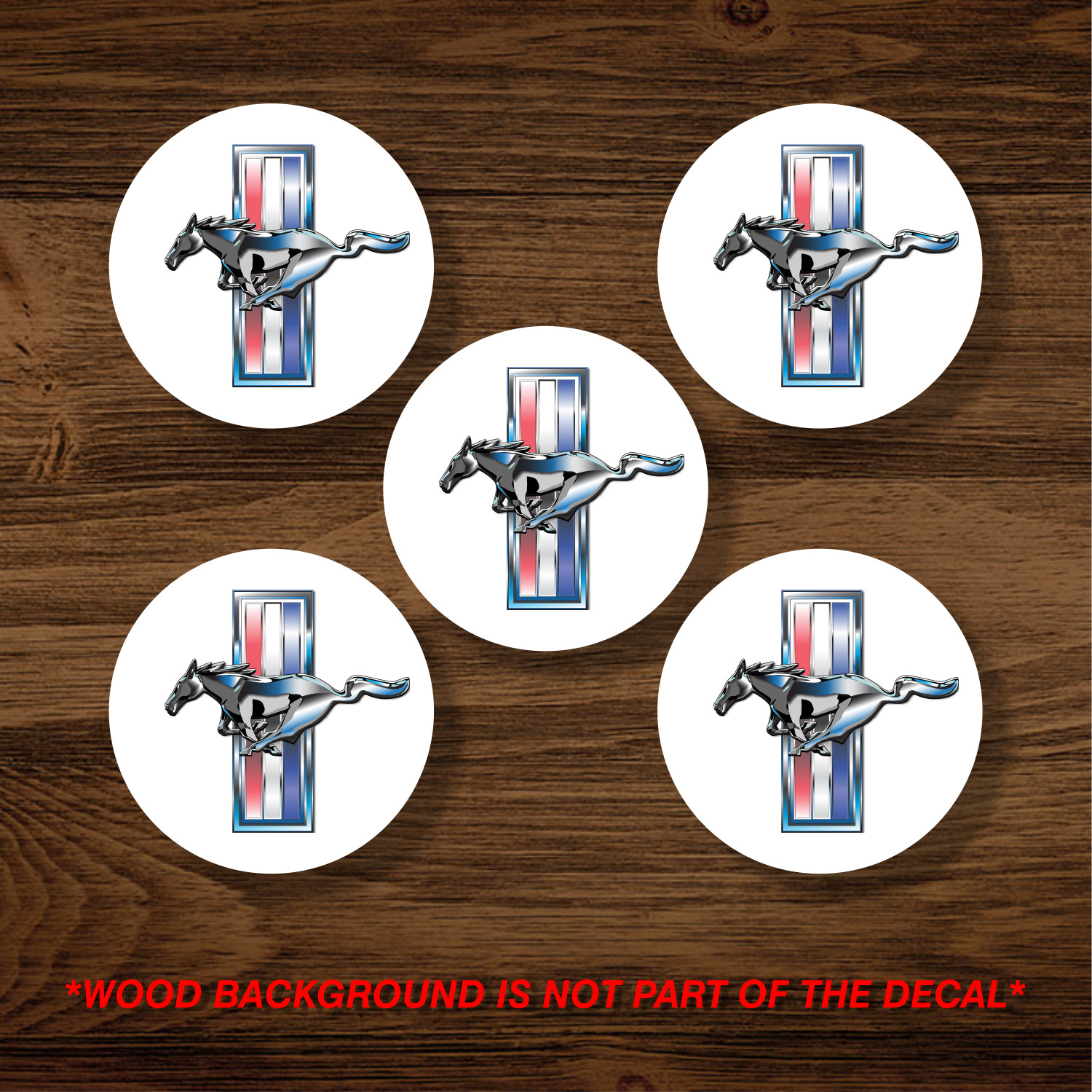 Ford Mustang Wheel Center Cap Overlay x5, Vinyl Decal Sticker