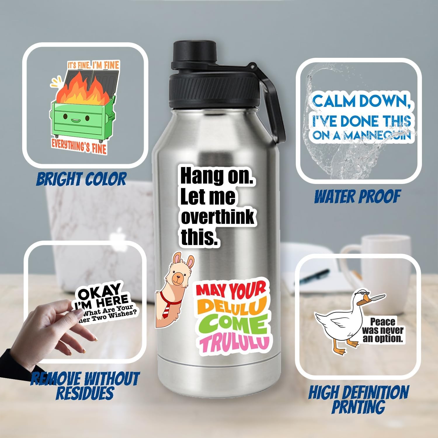 130 Pcs Funny Saying Stickers for Adults Quote Water Bottles Stickers Pack Water