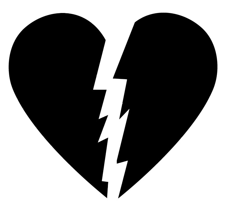 Broken Heart Love Multiple Colors Die Cut Vinyl Decal Made in USA
