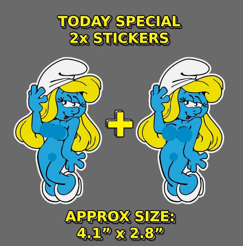 2 Smurfette naked nude Sticker Magnet ps Car Fridge Laptop stickers magnets