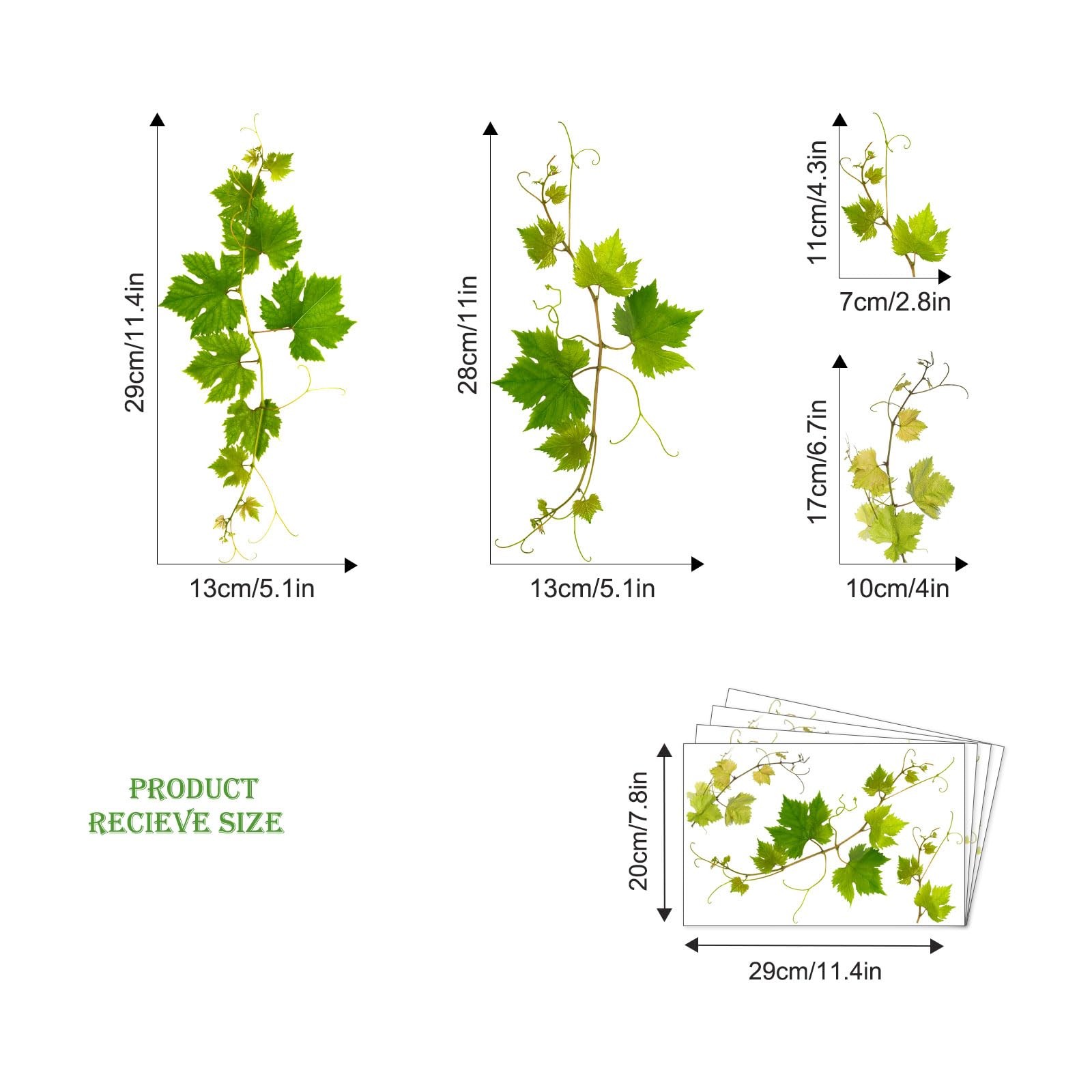 Supzone Green Vine Static Window Clings – Spring 11.8 x 23.6 inches,