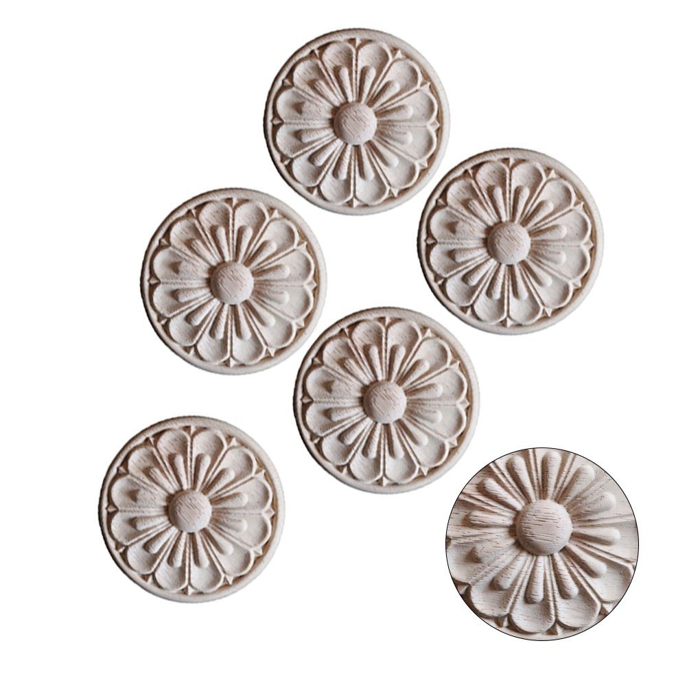 Round Wood Furniture Applique Onlays for Handcrafted Carving (90 characters)