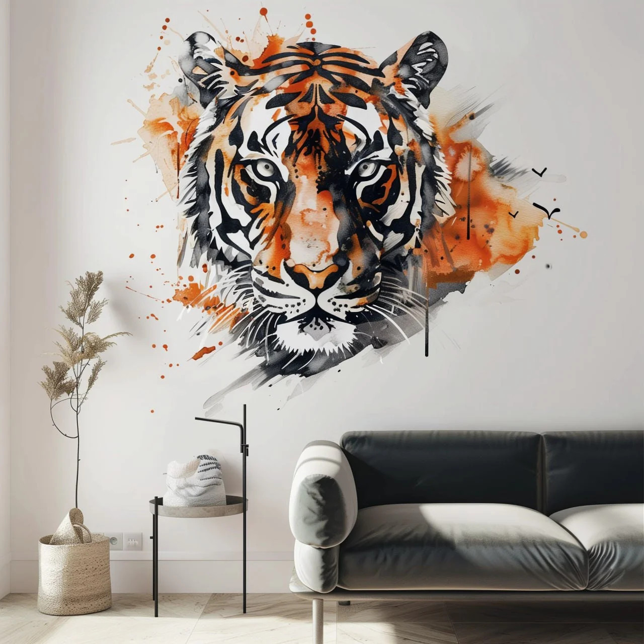 Watercolor Tiger Head Wall Art Sticker Decals – Vibrant Jungle Safari Decor –
