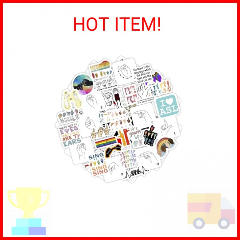 BulbaCraft 100Pcs Sign Language Stickers Alphabet, ASL Stickers for Water Bottle