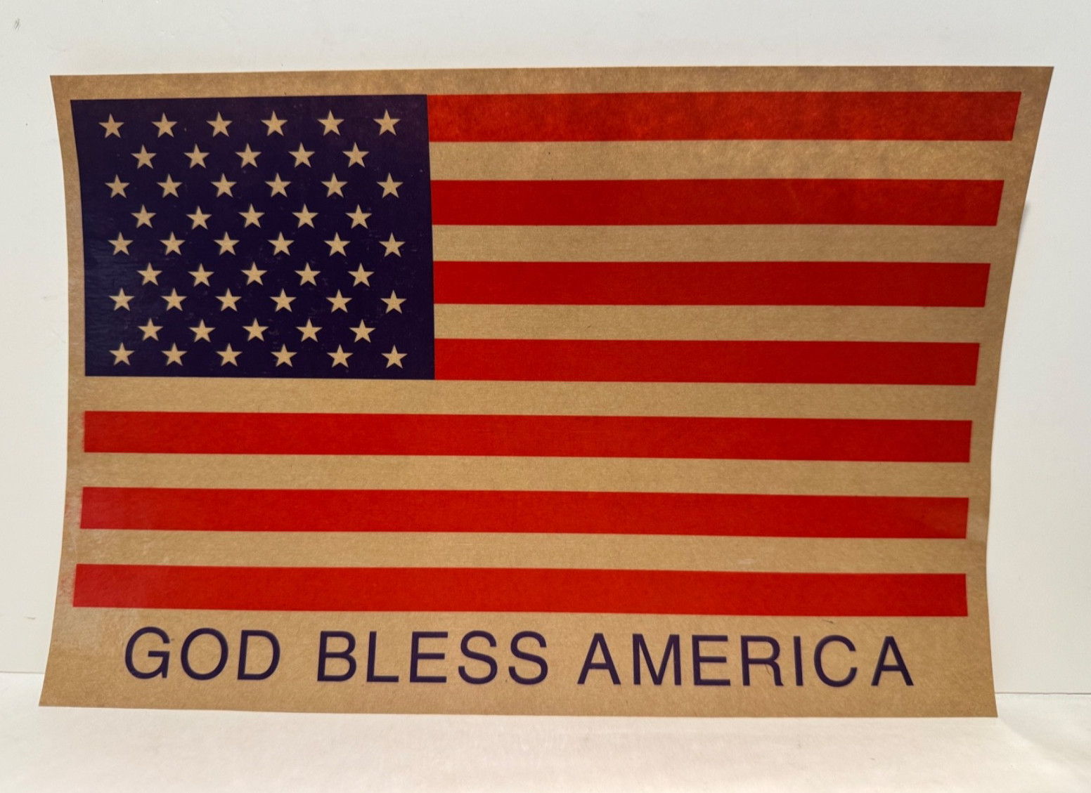 God Bless America Flag Clear Sticker 11 3/4" x 7 7/8"