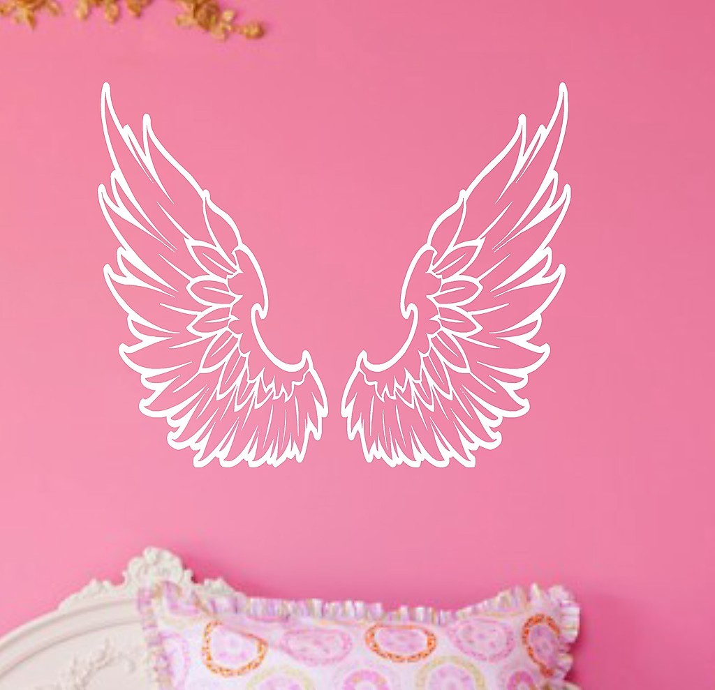 Angel Wings Vinyl Wall Decal Lettering Nursery Decoration Boy or Girl