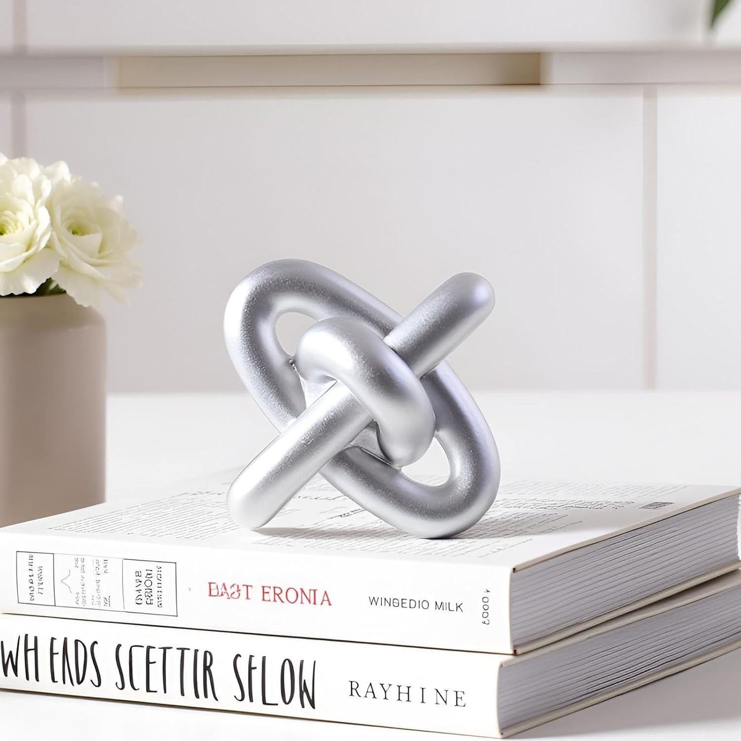 Compact Silver Knot Decor 5.5" – Versatile Abstract Sculpture for Any Room