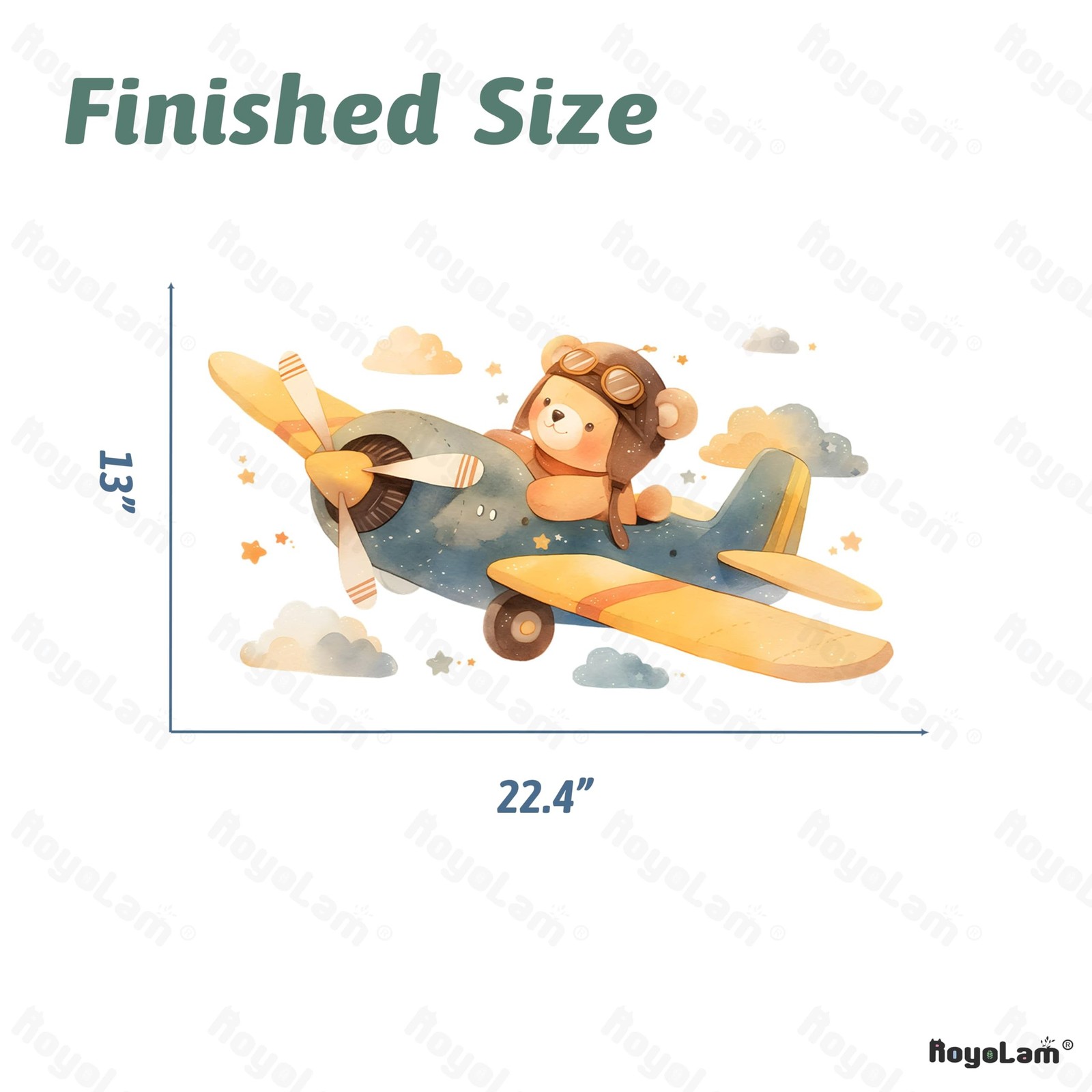 Cartoon Teddy Bear Pilot Wall Decals Removable Airplane Vinyl Stickers for Nu…