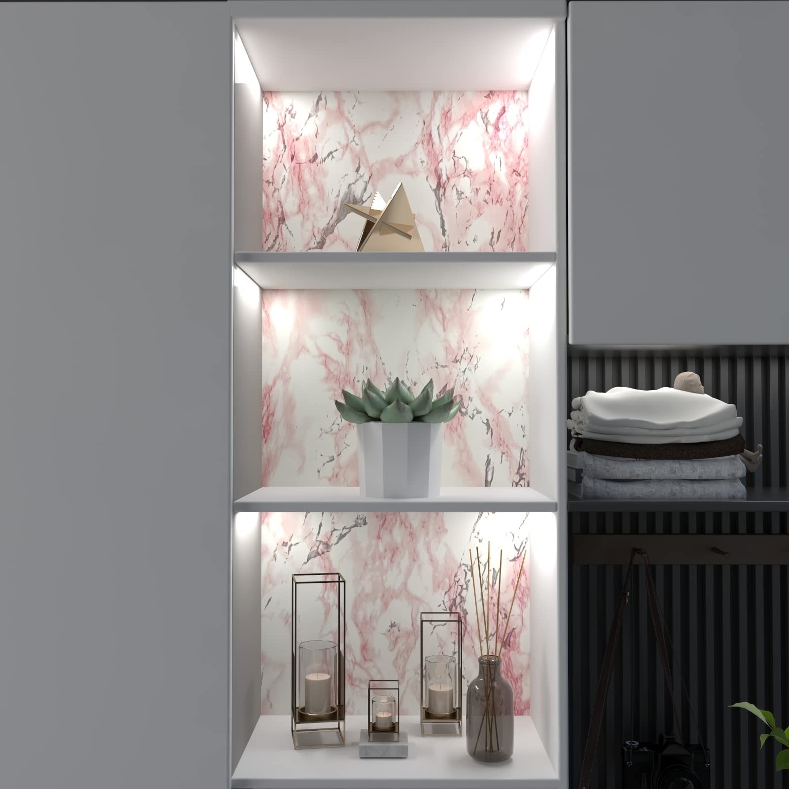 VIOPVERY Pink Marble Contact Paper Self Adhesive 35" x 197", Glossy Vinyl Wra…