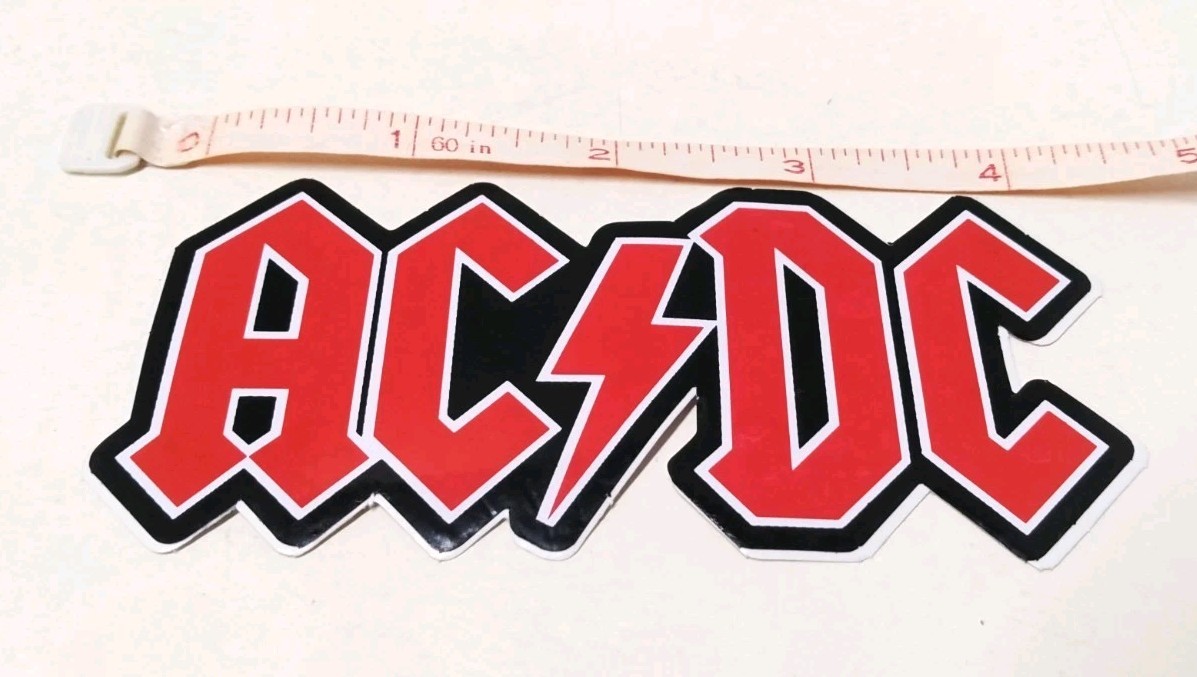 ACDC Plastic Sticker 4.5 X 2 Inches