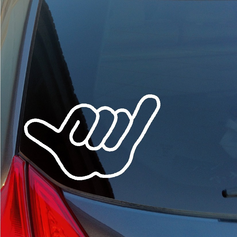 Hang Loose Shaka hand sign vinyl sticker decal Hawaii Maui Oahu Aloha Surf Sand