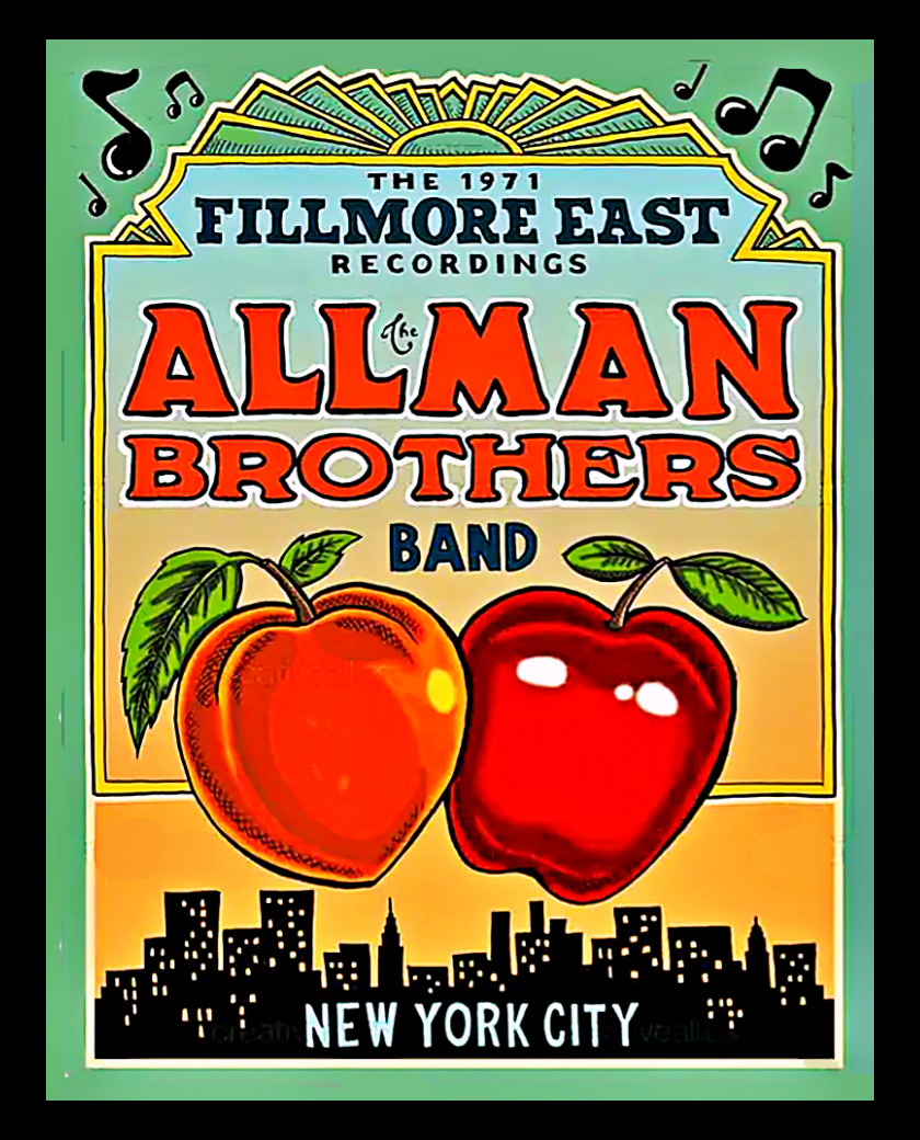 Allman Brothers Band Sticker Sign 1971 Vintage Replica NY Recording 4 Sizes.