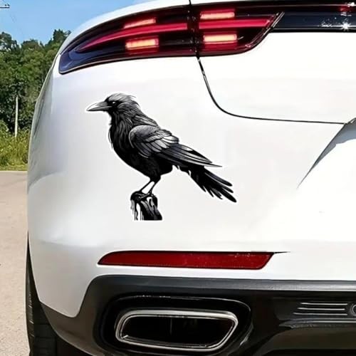 2pcs Black Crow Car Stickers, 5.12"x4.33", Waterproof Vinyl Decal, Exterior
