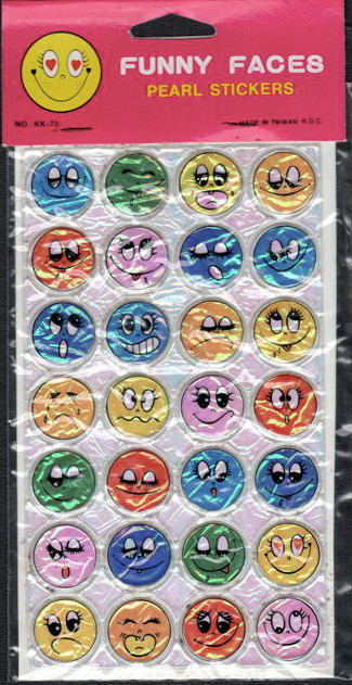 Funny Faces Stickers in Original Package Pearl Like 1980's Vintage Original NOS
