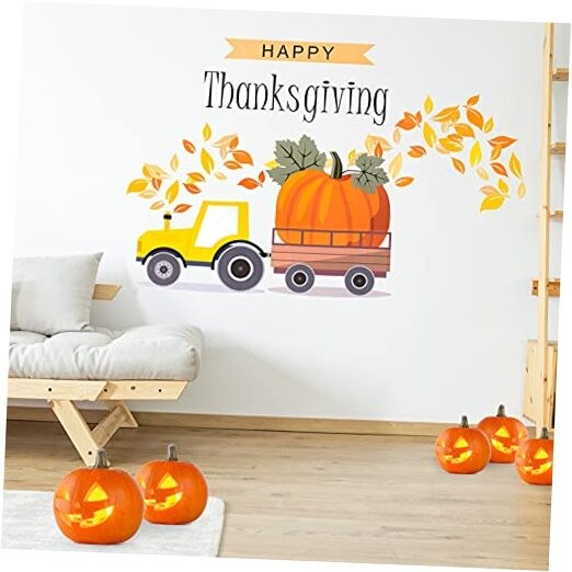 5 Pieces Thanksgiving Wall Stickers Maple Leaves Blessed Wall Decals Thankful