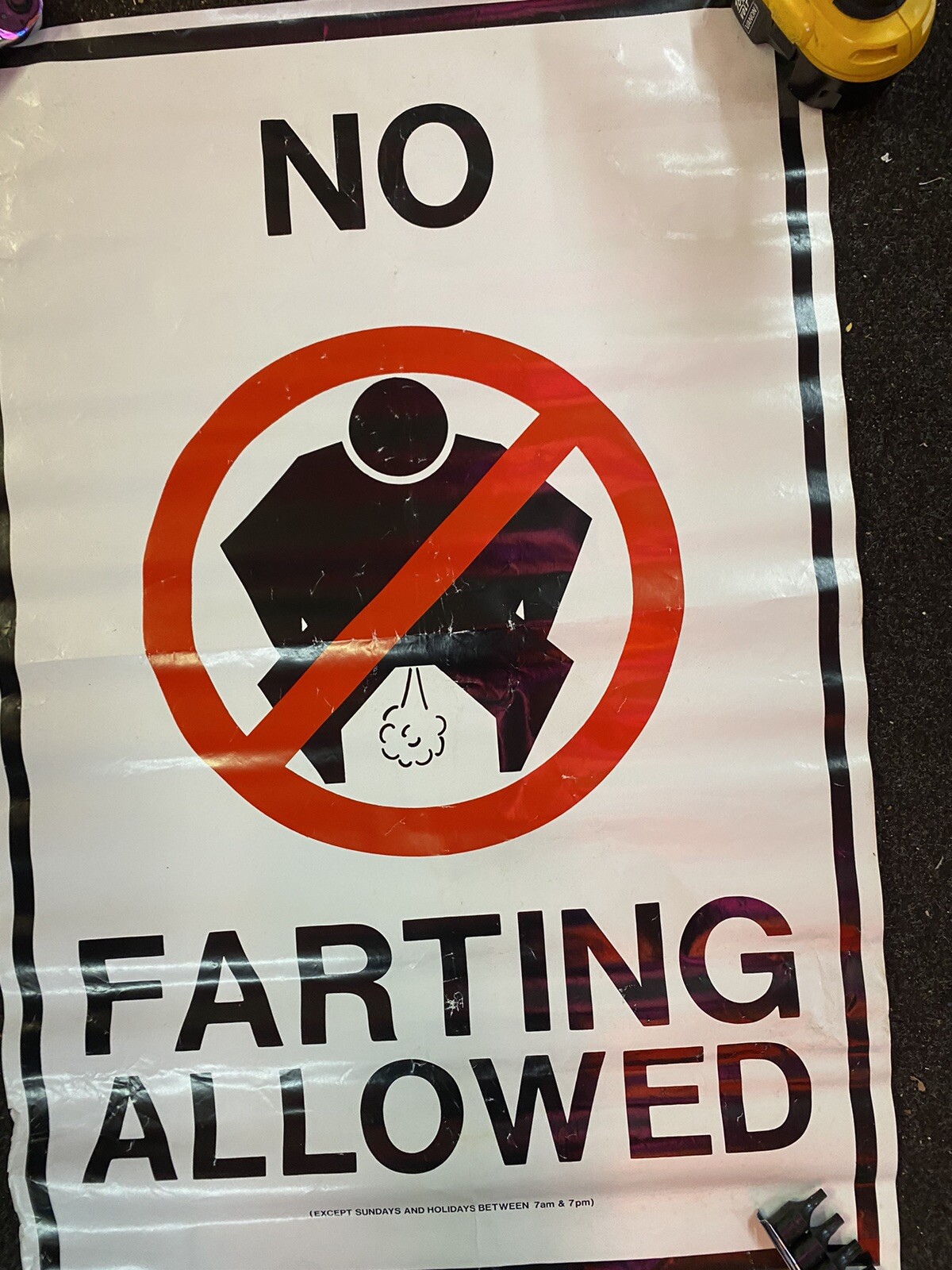 No Farting Allowed —23×35 inch poster—no reserve !