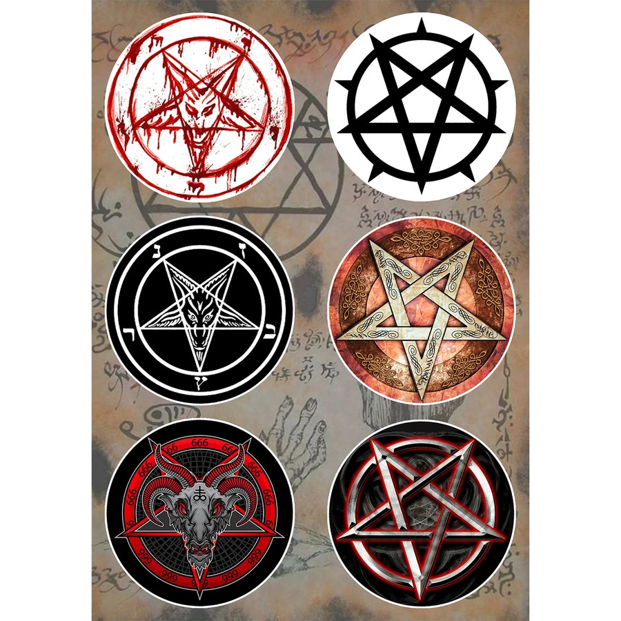 Occult Symbols Sticker Pack Satanic Leviathan Cross Baphomet Pentagrams 666