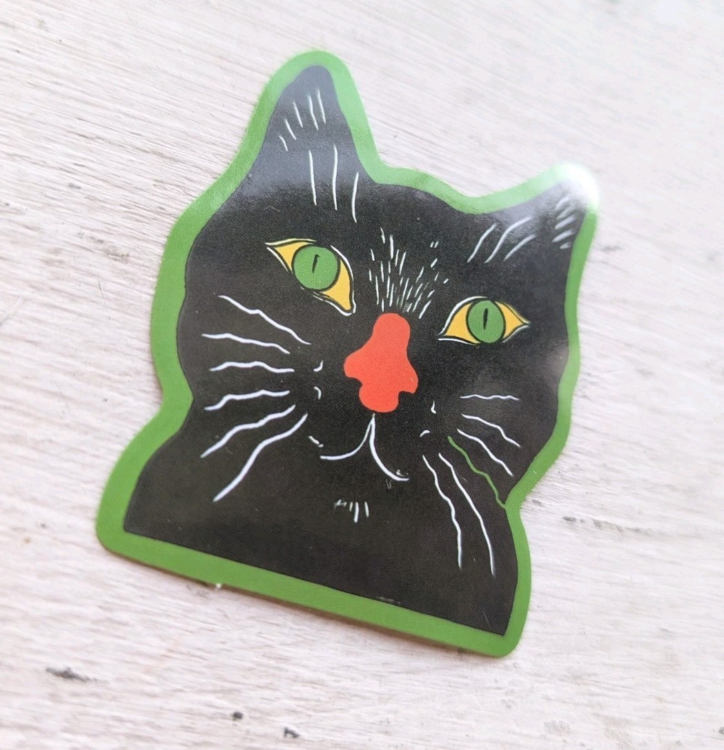Haunted Doll Active Spirit Horror Demon Cat Funny Sticker Black 1 Pc