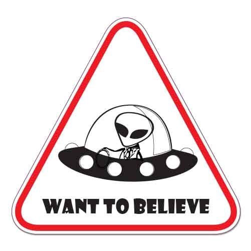 Want To Believe car bumper sticker decal 4" x 4"