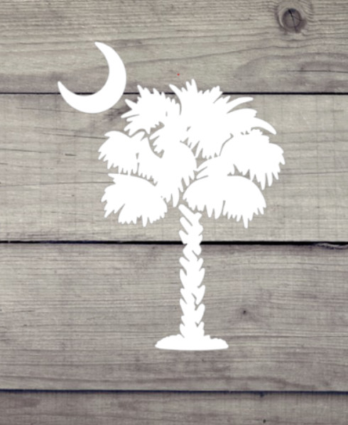 *SALE* Palmetto Tree & Moon – SC – Beach – Palm – South Carolina – Vinyl Decal