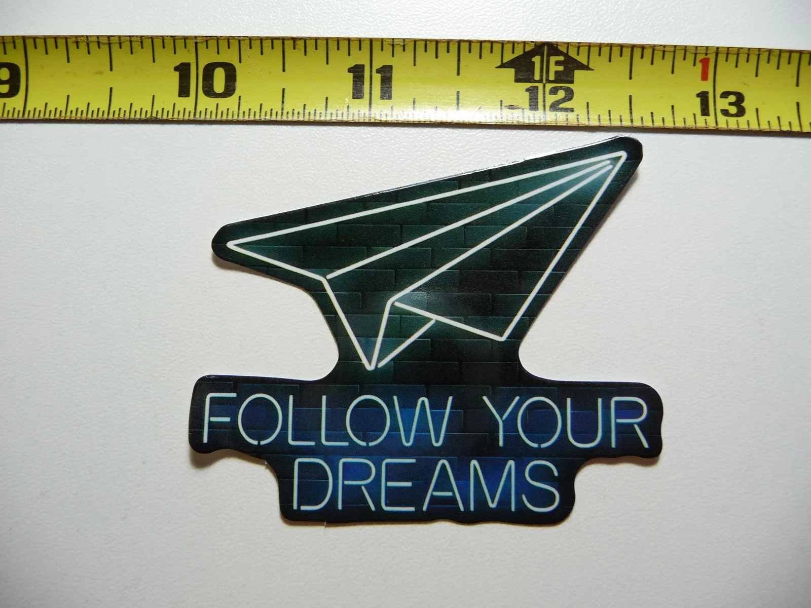 PAPER AIRPLANE FOLLOW DREAMS SMALL STICKER DECAL NEON STYLE MOTIVATIONAL