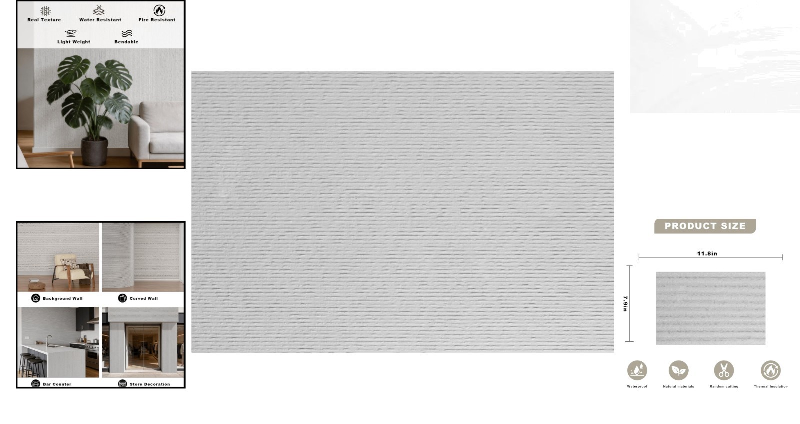 Realistic 3D Stone Wall Panel Sample – 7.9"x11.8" Peel and Stick for Easy DIY