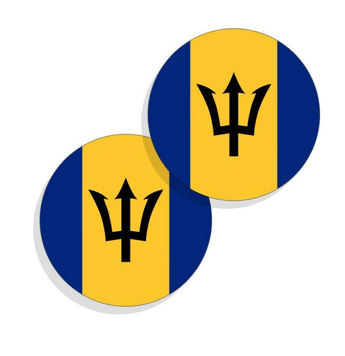 Barbados Flag Stickers Flag Decals Vinyl Indoor Outdoor Stickers Round 4 pack