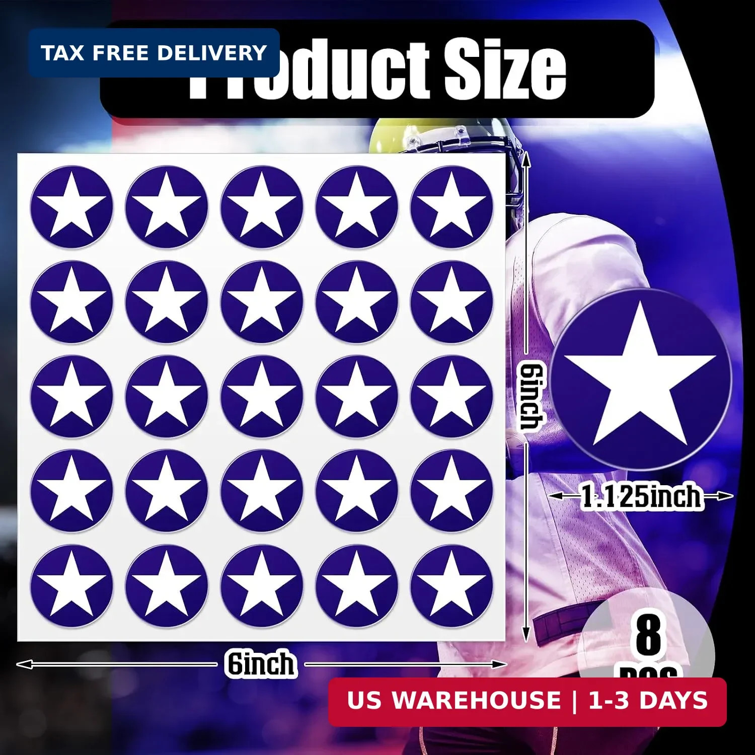 Helmet Stickers Football Baseball Helmet Decals 1-1/8 Inch Vinyl Sports Football