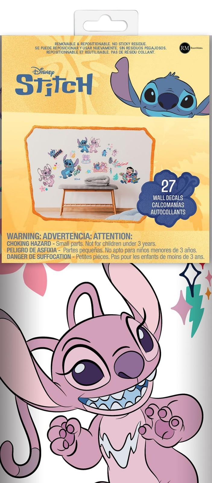 Lilo and Stitch Wall Decals – Stitch & Angel Removable Stickers for Kids' Room D