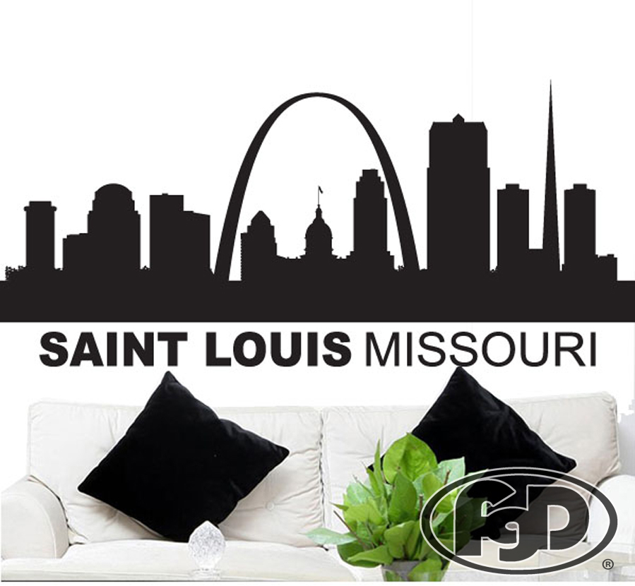 FGD St. Louis Missouri Skyline Vinyl Wall Decal / Sticker 20" x 44"