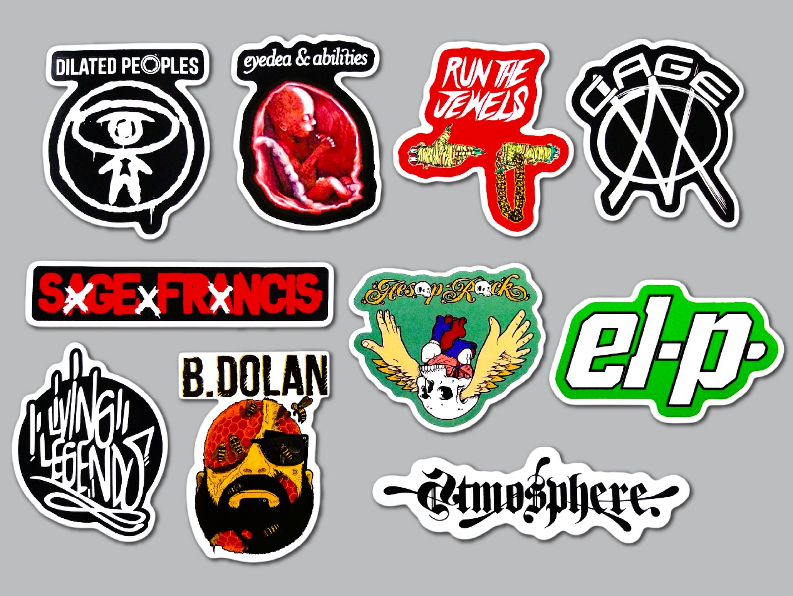 Underground Hip-Hop Sticker Lot (10 Pack) SET 1 aesop rock atmosphere eyedea