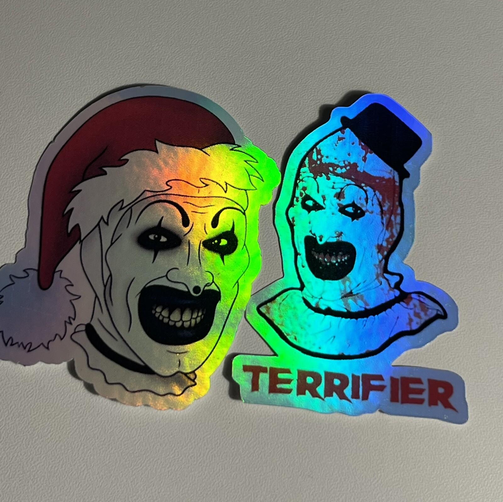 Terrifier Art the Clown 2 Pack Holographic ￼Waterproof Sticker