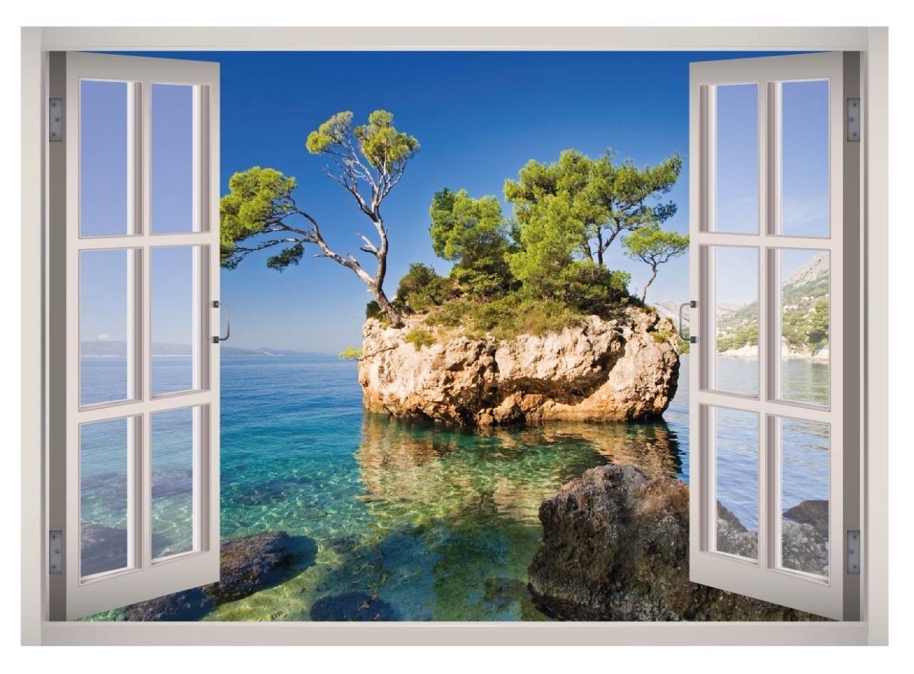 Fiji Beach Vacation Window 3D Wall Decal Art Mural Home Decor Canvas Vinyl W13