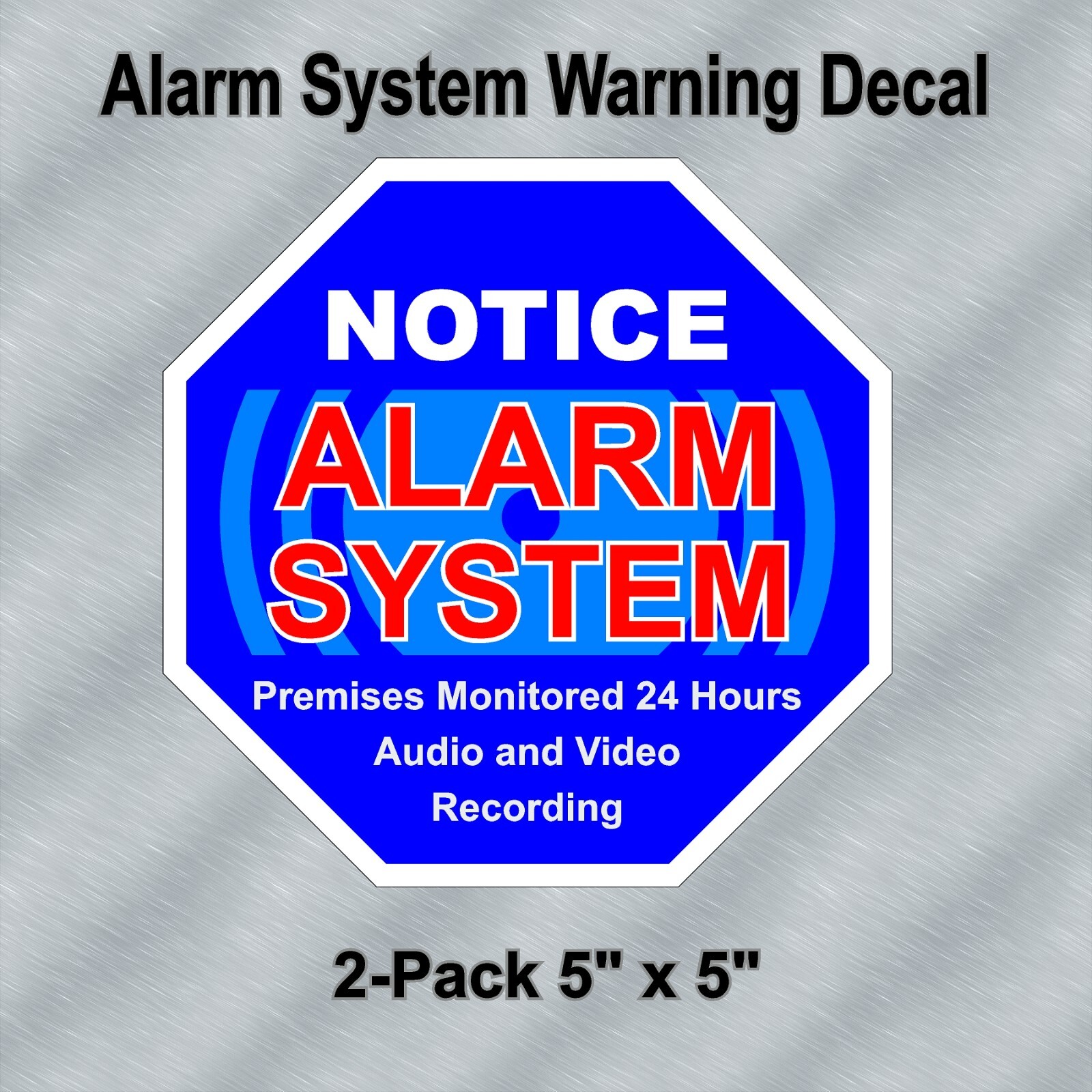 2-Pack Alarm System Warning Decals 5"x5" Blue High Quality Laminated Window Stic