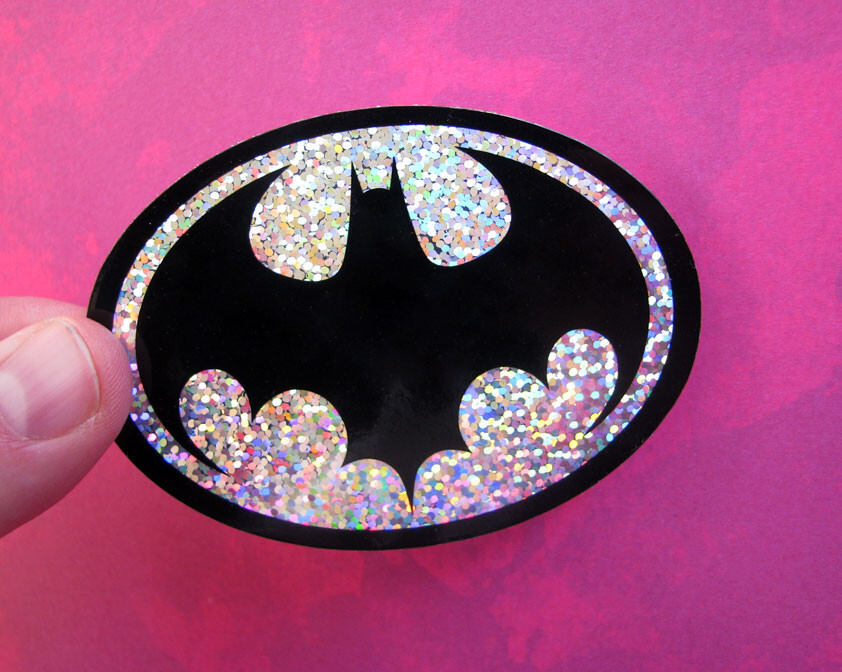 '89 Bat Logo Glitter Sticker Skateboard Sparkle Decal 1989