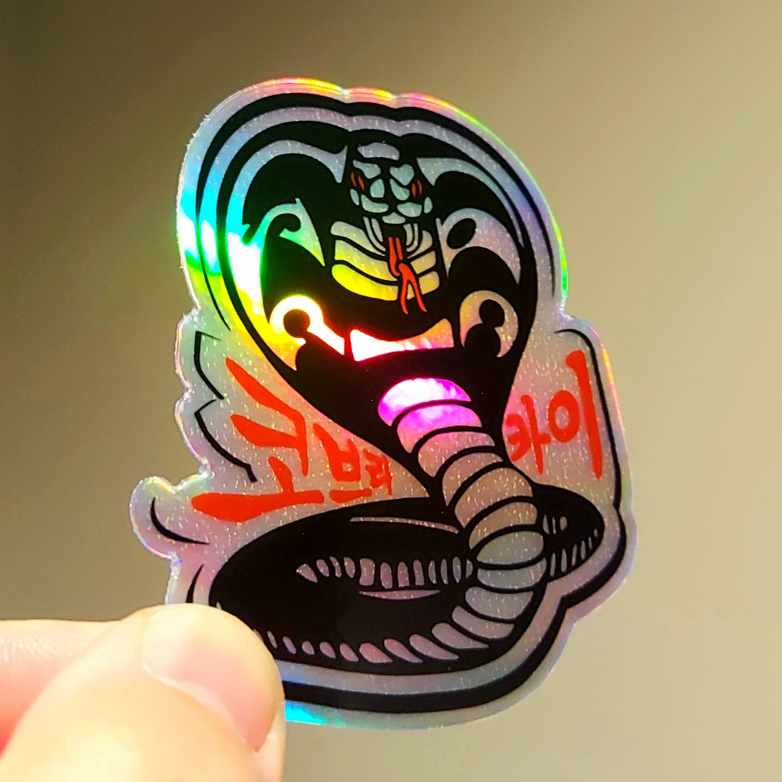 Cobra Kai Korean Hangul Logo Holographic Reflective Sticker Decal | RIP Kwon 🐍
