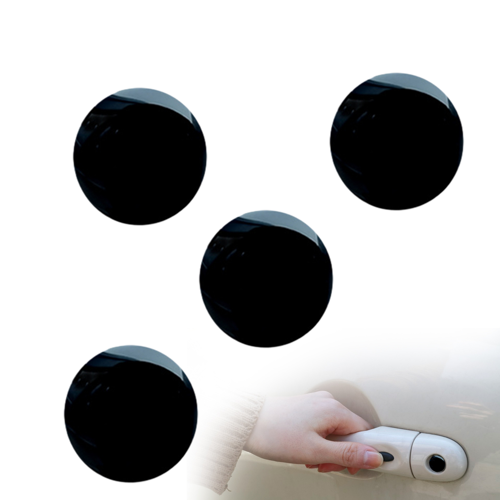 Car Door Lock Stickers 4pcs Portable Carbon Fiber Stickers for Car Key Hole