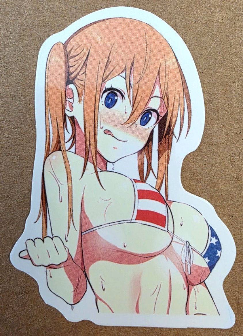 Waifu Sticker Girl Summer Bikini Princess Beach Idol Anime Manga Pin Up Pinup
