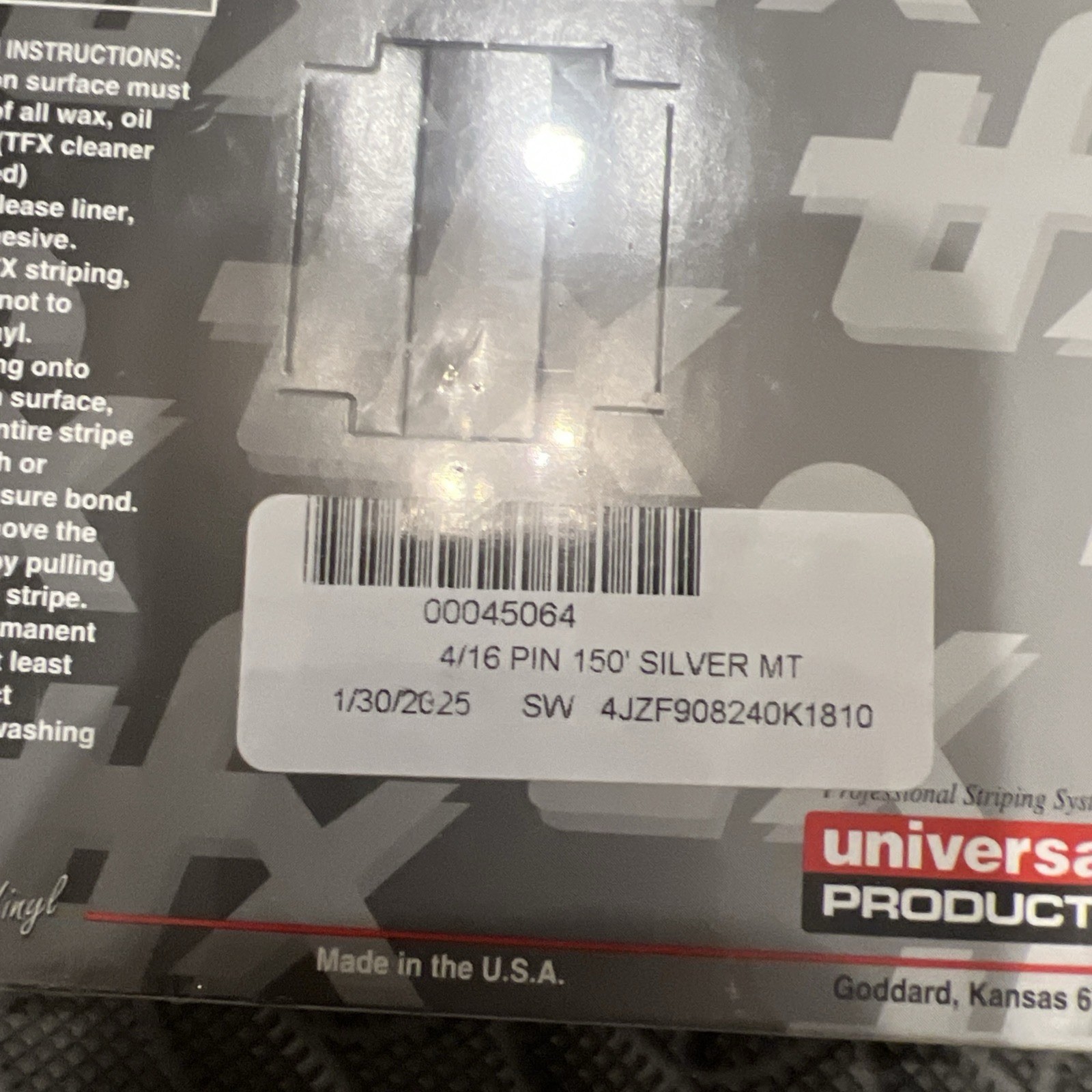 TFX Professional Striping Premium Grade Vinyl 4/16" 150 Ft. Silver MT 00045064