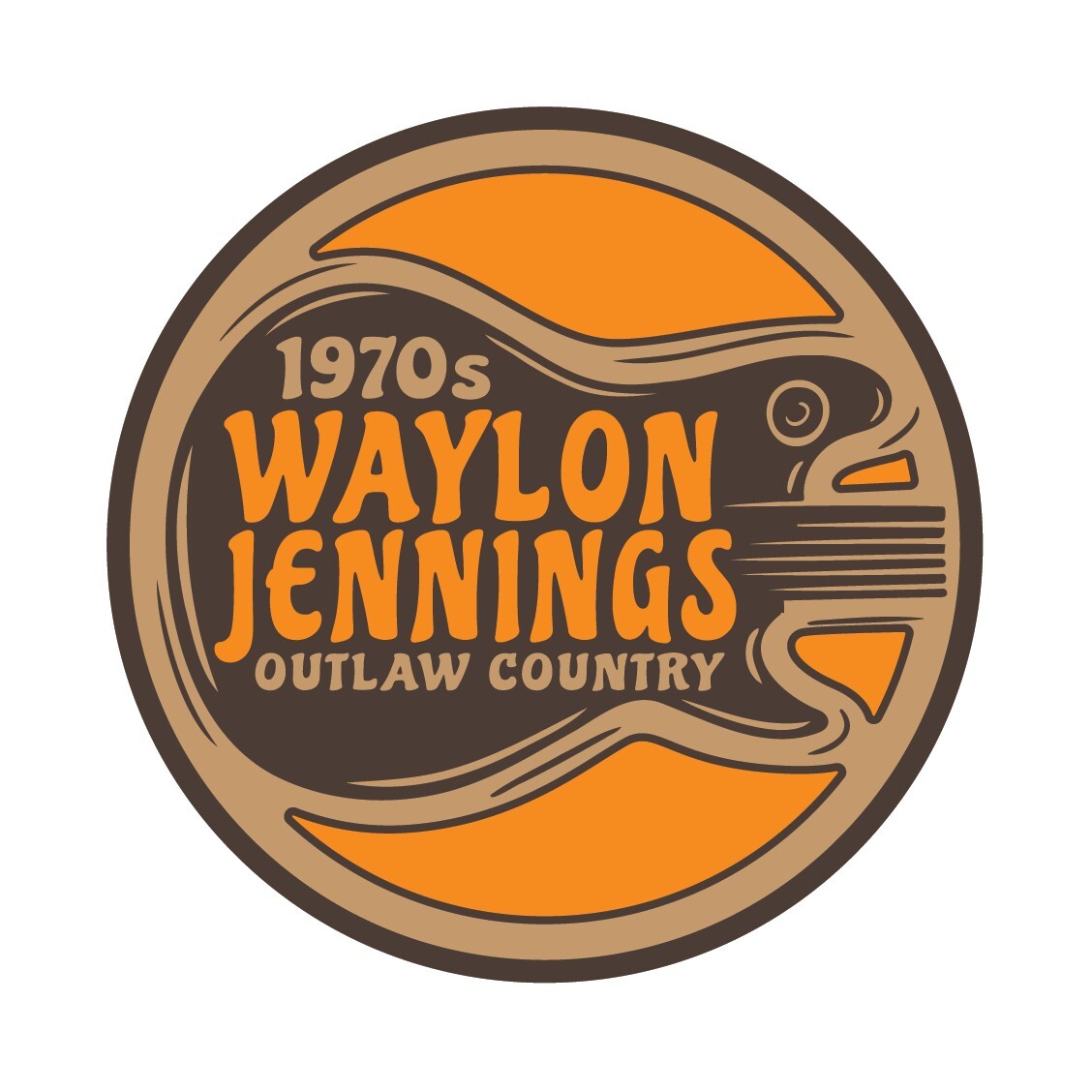 Waylon Jennings 1970s Outlaw Country Classic American Western STICKER Decal