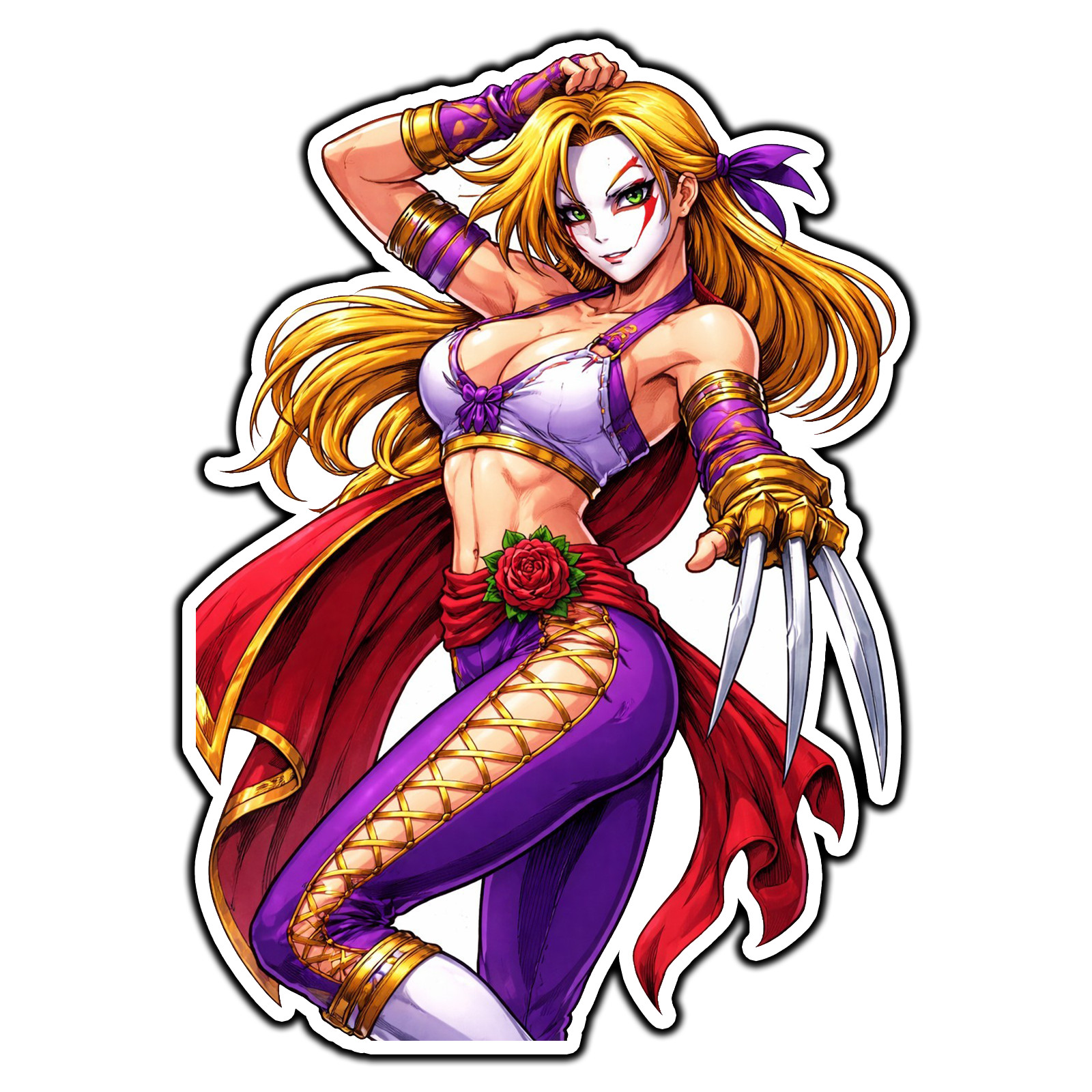 Female Vega #1 Street Fighter Retro Sticker Waterproof Vinyl Decal Die-Cut