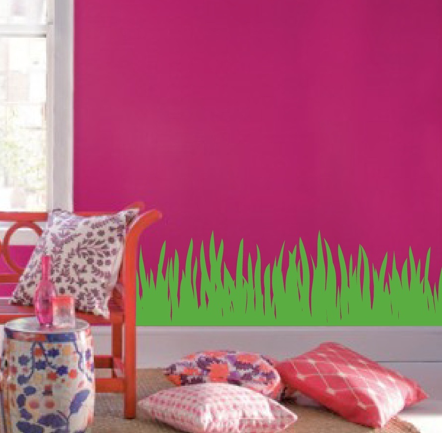 Large Wall Grass Border Trim Baby Nursery Decal Green Tree Forest Art Pasture