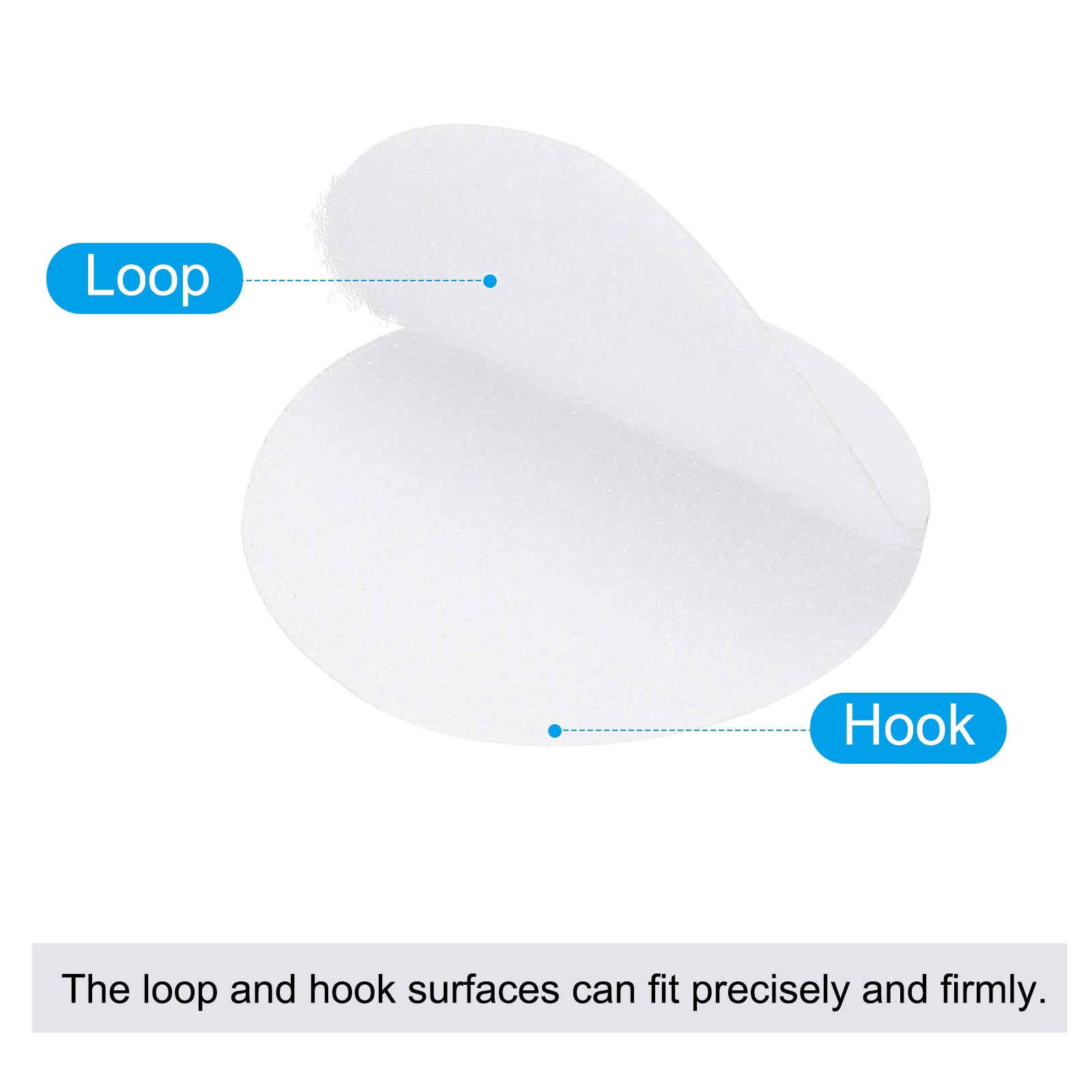 2 Inches Hook and Loop Dots 16 Sets Circle Self Adhesive Tape White