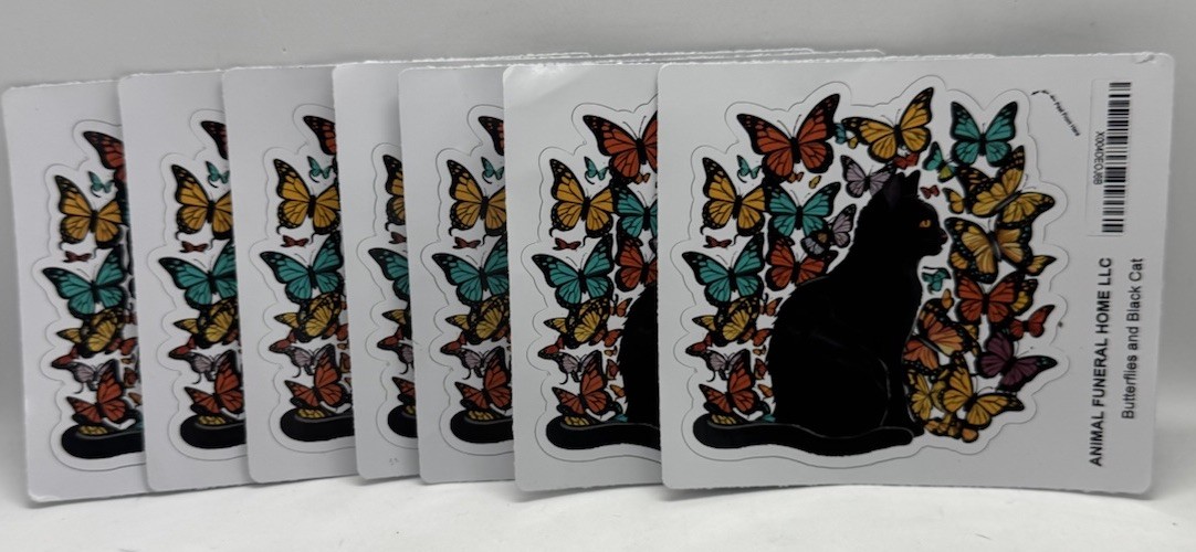Lot Of 7 Black Cat And Butterfly Sticker Decals- 5 Inches