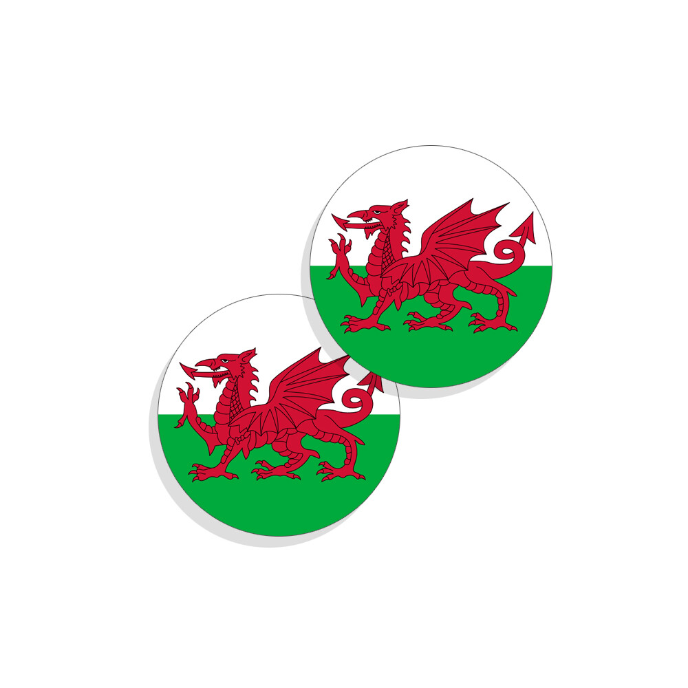 Wales Flag Stickers Flag Decals Round Indoor Outdoor 4 Circles Welsh Flag