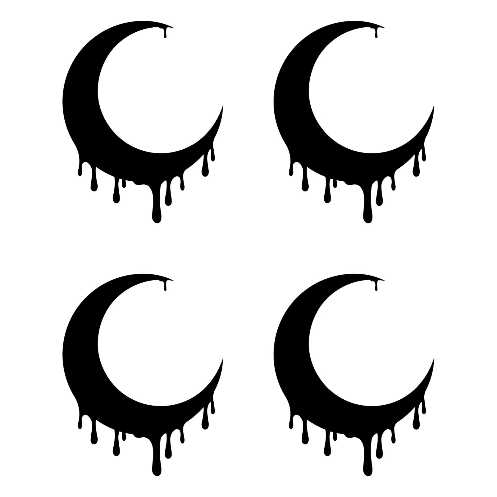 4 Small Dripping moon crescent Vinyl decal car and phone case sticker