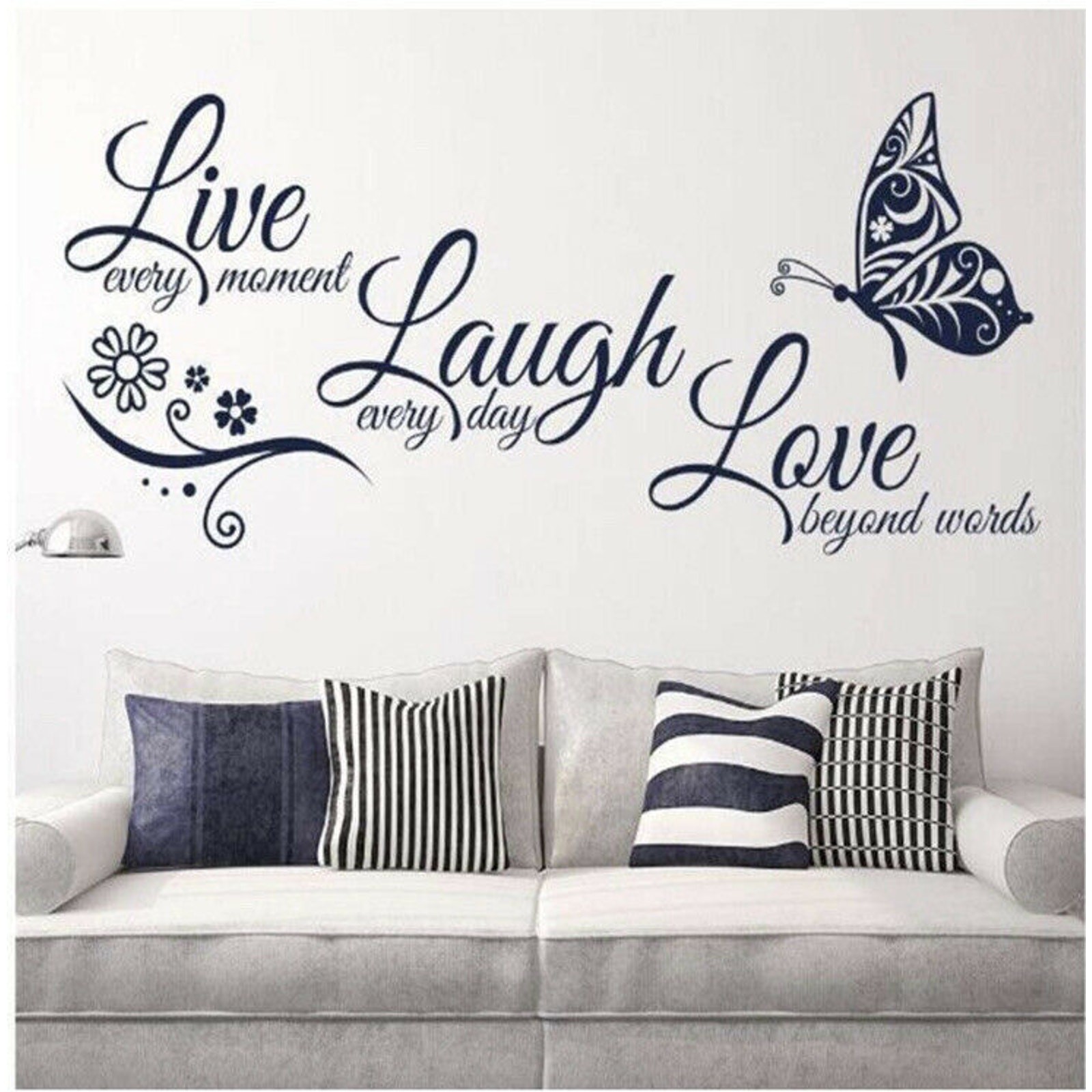 Live Laugh Love Butterfly Flower Wall Decal Sticker Vinyl Home Decor Wall Art