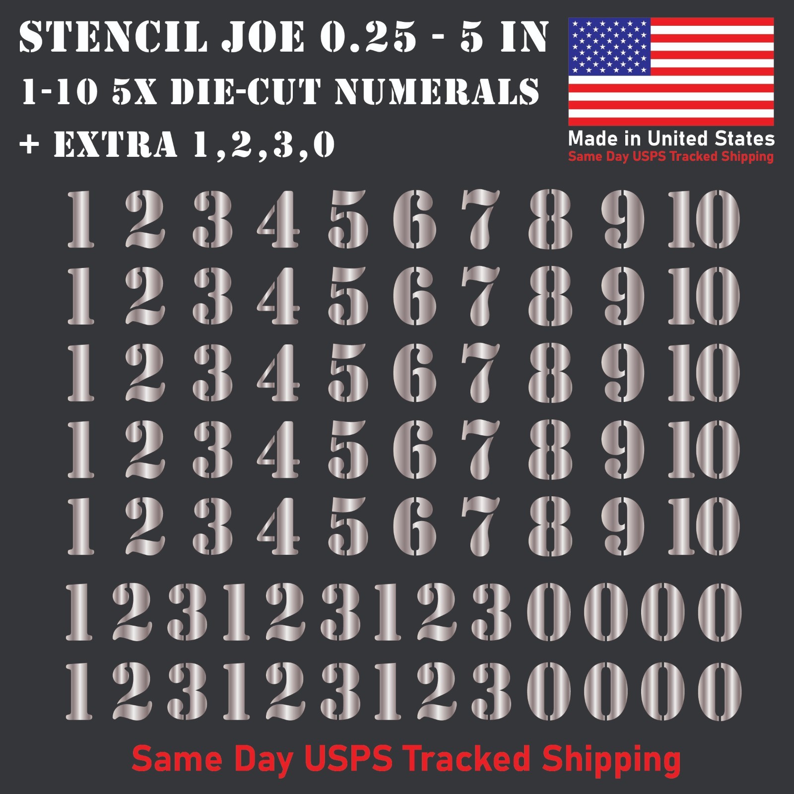 1-10 5x+ Stencil Joe Outdoor Vinyl Decal Numbers for Mailbox Door Address Locker
