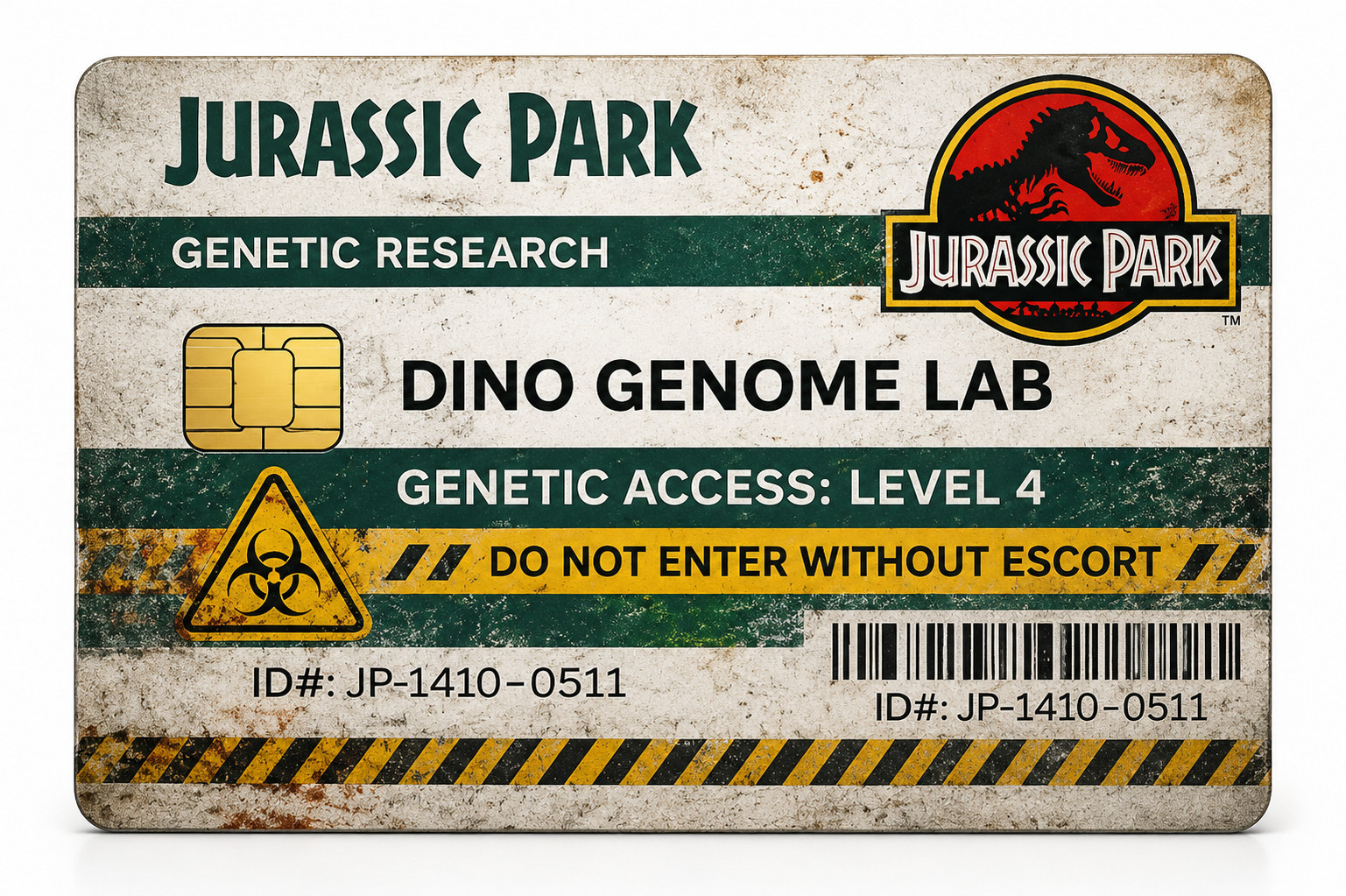 Jurassic Park Dino Genome Lab Credit Card Skin Vinyl Sticker Card Wrap
